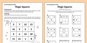 Magic Squares Worksheet