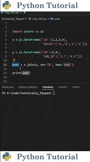 Semi Join in Polars Explained in One Minute | Python Tutorial