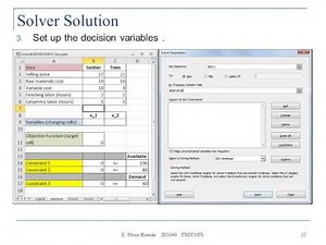 Lecture 5: Microsoft Excel Solver Optimization Linear Programming