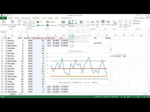 Attribute Control np chart MS Excel