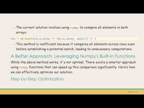 Optimizing Array Comparisons: Faster Methods for 1D and 2D Arrays in Python with Numpy