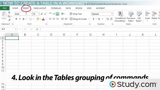 How to Create a Table in an Excel Worksheet