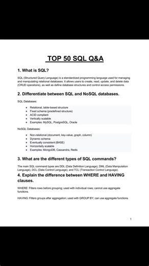 SRProSkillBridge on Instagram: "Top 50 SQL serevr interview Questions.. #dotnet #sql #sqldatabase #interview #fullstackdeveloper"