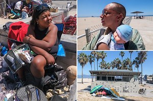 Iconic Venice Beach boardwalk continues to be occupied by homeless groups during spiraling crisis