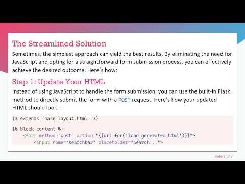 Solving the Issue of the POST Request with Flask: A Simple Solution for Rendering New HTML Pages