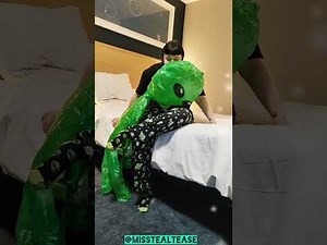 Unpacking and inflating Alien inflatable by mouth