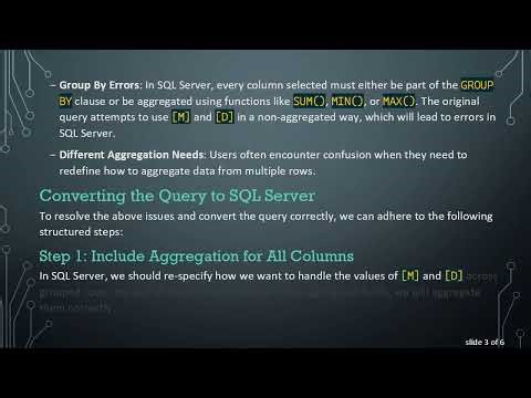 Converting MS Access GROUP BY Queries to SQL Server