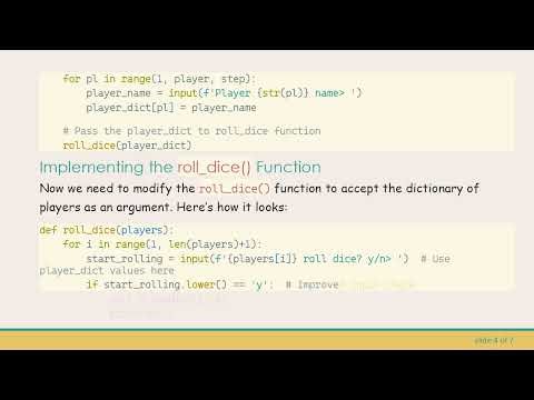 Mastering Python 3: Passing Dictionary Values Between Functions for Your Dice Game