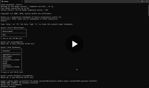 #sql #mysql #tcl #databasetransactions #learningjourney #sqllearning #developerjourney #techskills | Manaschaya Thota