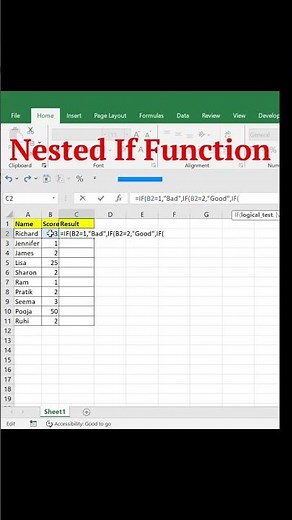 Excel Pro Trick: How to use IF Function in multiple Condition ? |Nested If Function #iffunction