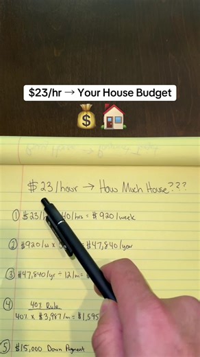 Buying a house on $23 an hour? Let's run the numbers... Most people think you need a six-figure salary to buy a home, but you might be surprised what you can actually afford if you understand how banks calculate your budget. In this breakdown, I use today's 6.2% interest rate, FHA loan rules, and a $15k down payment to show exactly what kind of home you can get, even starting at $23/hour. #realestateinvesting #homebuyingtips #firsttimehomebuyer #househacking #fhahome @THE OILFIELD INVESTOR