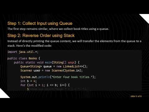 Reverse Order of Elements in Stack and Queue using Java