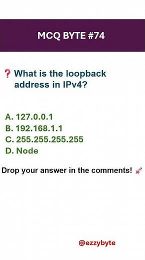 What is the Loopback Address in IPv4? | Networking MCQ Explained #mcqs #networking #ezzybyte