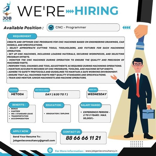 we are hiring for CNC Programmer In #Rajkot
