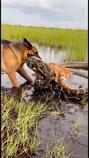 Caught in the Coils: Can the Cat Survive?! ❗🐍😿 #wildlife #rescue #shorts