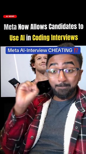Meta LETS YOU USE AI on interviews 🤯 Key info: • It’s one 60-minute coding interview • You’ll use a CoderPad with an AI chat sidebar • Models include GPT-4o mini, Claude 3.5 Haiku, and Llama 4 Maverick • The problem is long and realistic, often across multiple files and classes • This is currently only for E4 (mid-level) and E5 (senior) roles • This just replaces one round the traditional tech interview is still there #ai #meta #swe #tech | Sajjaad Khader