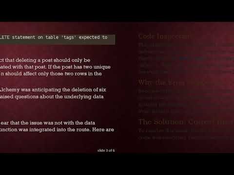 Understanding SQLAlchemy’s StaleDataError: Why Is It Expecting 6 Rows When Deleting a Post?