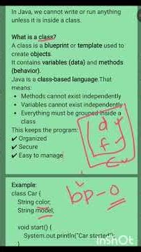 Class in JAVA explained simply with real world example|Program explained |Placement prep💻🔥