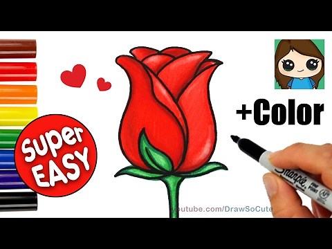 How to Draw + Color a Rose Super EASY Realistic