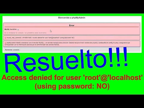 Resuelto!!! Access denied for user 'root @ localhost' using password NO