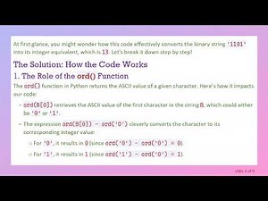 Understanding the ord() Function: How to Convert Binary to Integer in Python