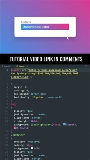 CSS Input Label Animation | Floating Placeholder Text #shorts