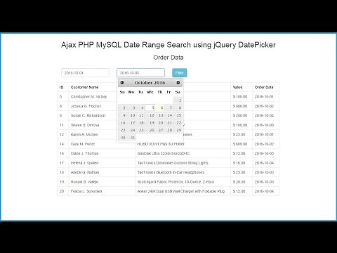 Ajax PHP MySQL Date Range Search using jQuery DatePicker
