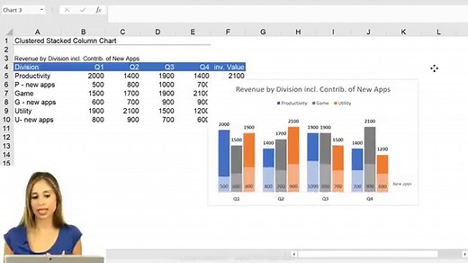 Excel Clustered Column AND Stacked Combination Chart