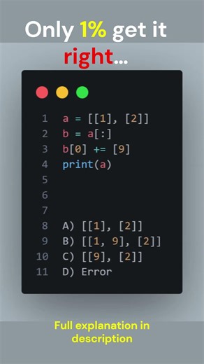 Python Shallow Copy Trap 😵‍💫 | Nested List Confusion #python #ai #coding #c++ #c
