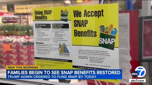 California families are starting to get their SNAP benefits back after a judge ordered the Trump administration to fund the program for November. See the full story here: https://abc7.com/post/snap-benefits-california-families-starting-see-back-cards/18125373/ | ABC7 Morning Show