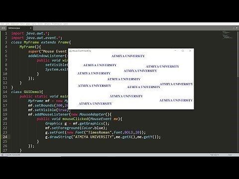 Java GUI - Display message on Mouse Click - Mouse Event and Mouse Listener