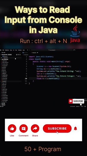 Program of Read Input From Console in Java|#shorts #youtube #ytshorts #trending #youtuber #tech#reel