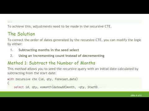 How to Add Date(month) in the Correct Order Using Recursive CTE in SQL
