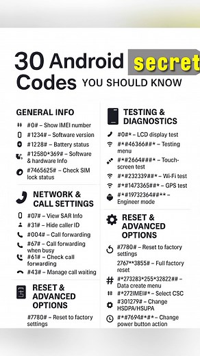 379K views · 3.1K reactions | Android secret codes you didn't know...