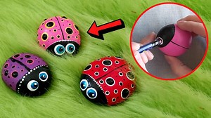 Easy Ladybug Rock Painting Using Pencils