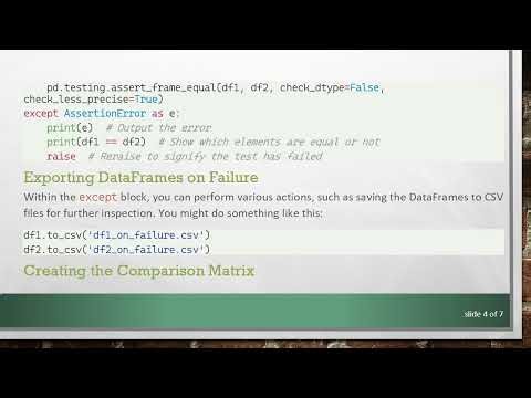 Capturing Failed Assertions in Pandas DataFrames with assert_frame_equal