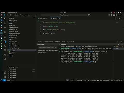 python using pandas with correlation using csv data