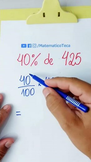 Calculando a Porcentagem 40% de 425 =❓️