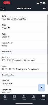 Paylocity Mobile App: Correct a Punch Instructions