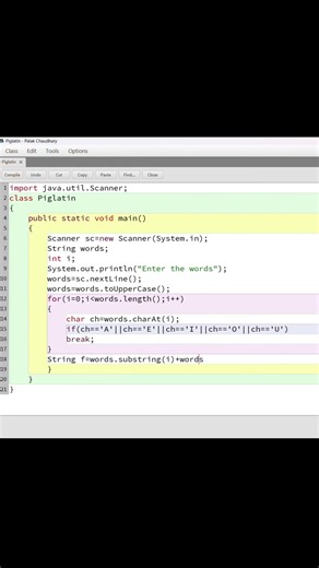 👉Pig Latin program using String in bluej👈