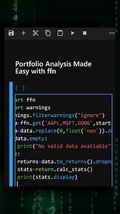 22K views · 197 reactions | Portfolio Analysis Made Easy with ffn | Python Coding | Facebook