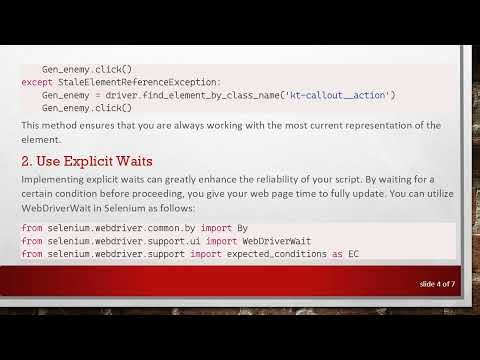 Overcoming StaleElementReferenceException in Selenium
