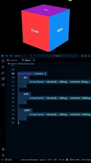 CSS 3D Cube Animation Effects | #shorts