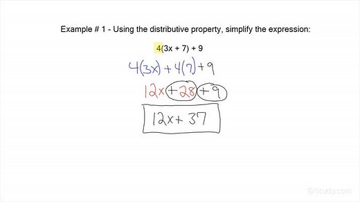 How to Use the Distributive Property to Simplify an Expression | Math | Study.com