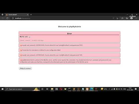 How to fix error error access denied for user mysql phpmyadmin in xampp