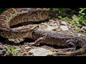 "Python vs. Monitor Lizard: A Brutal Battle of Survival in the Wild"