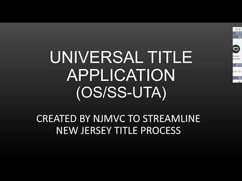 Universal Title Application Tutorial