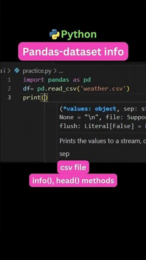 Pandas CSV File Info in Python | Quick Data Analysis Tips #Shorts