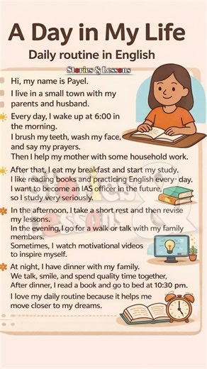 A Day in My Life | Daily Routine in English | Simple English Story for Beginners