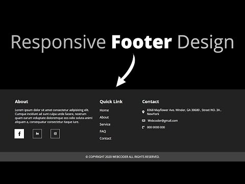 Responsive Footer Section Design Using Html & CSS | CSS3 Mobile Responsive Website Footer web coder